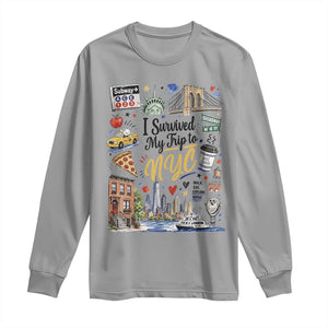 I Survived My Trip To NYC Iconic Symbols Graphic Long Sleeve Shirt Funny New York City Travel Humor Vacation Souvernir