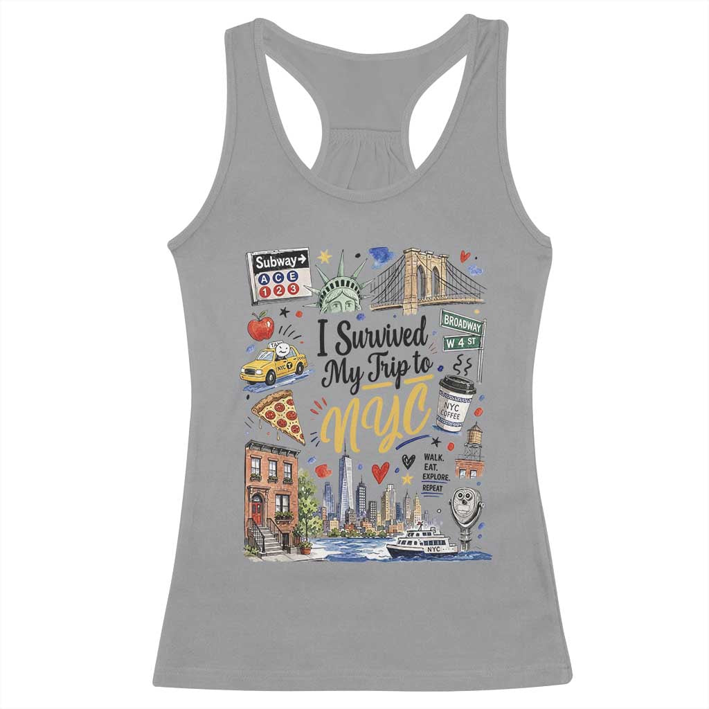 I Survived My Trip To NYC Iconic Symbols Graphic Racerback Tank Top Funny New York City Travel Humor Vacation Souvernir
