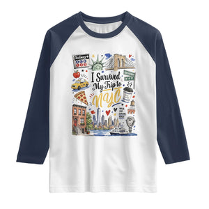 I Survived My Trip To NYC Iconic Symbols Graphic Raglan Shirt Funny New York City Travel Humor Vacation Souvernir