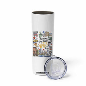 I Survived My Trip To NYC Iconic Symbols Graphic Skinny Tumbler Funny New York City Travel Humor Vacation Souvernir