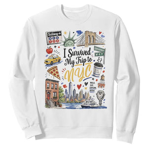 I Survived My Trip To NYC Iconic Symbols Graphic Sweatshirt Funny New York City Travel Humor Vacation Souvernir