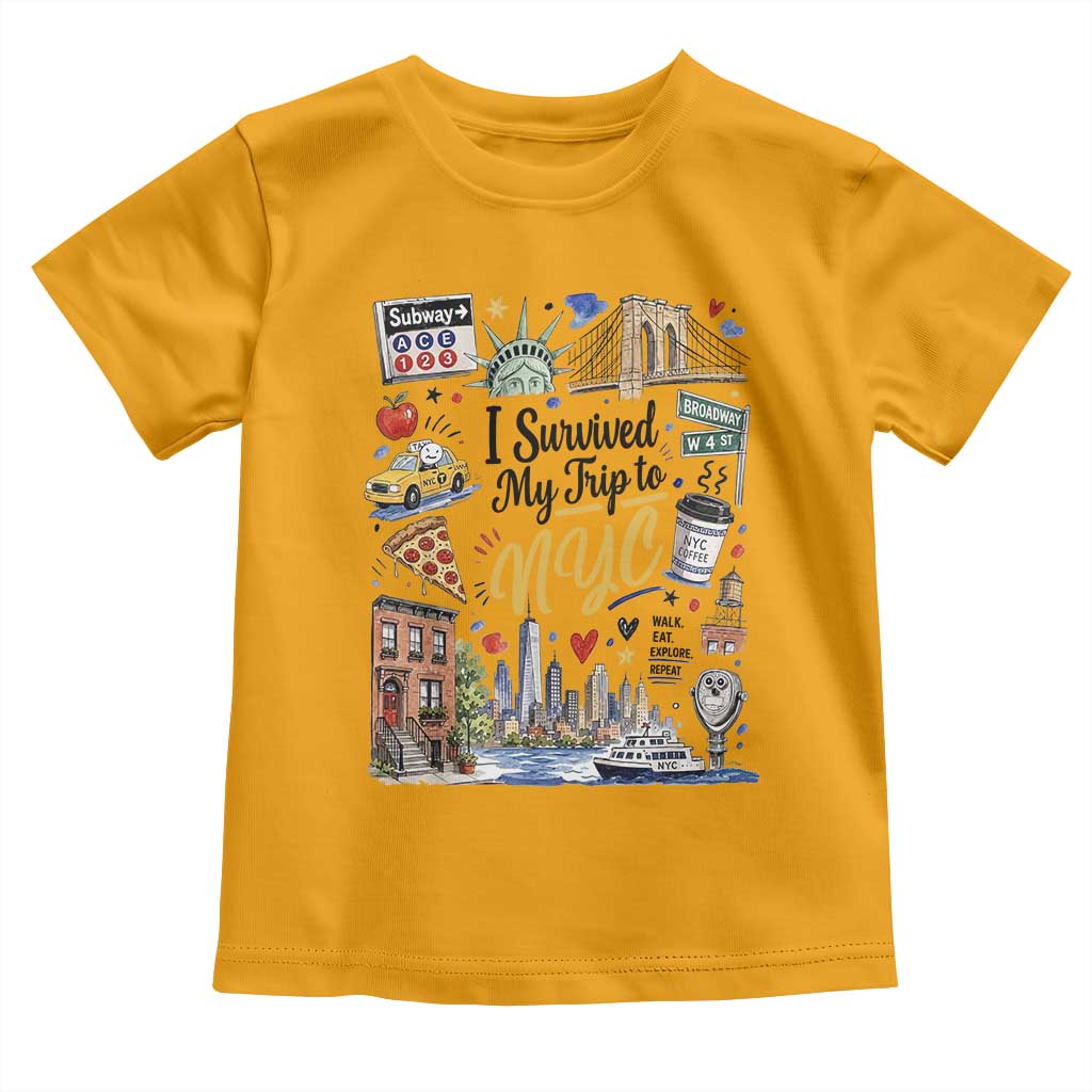I Survived My Trip To NYC Iconic Symbols Graphic Toddler T Shirt Funny New York City Travel Humor Vacation Souvernir