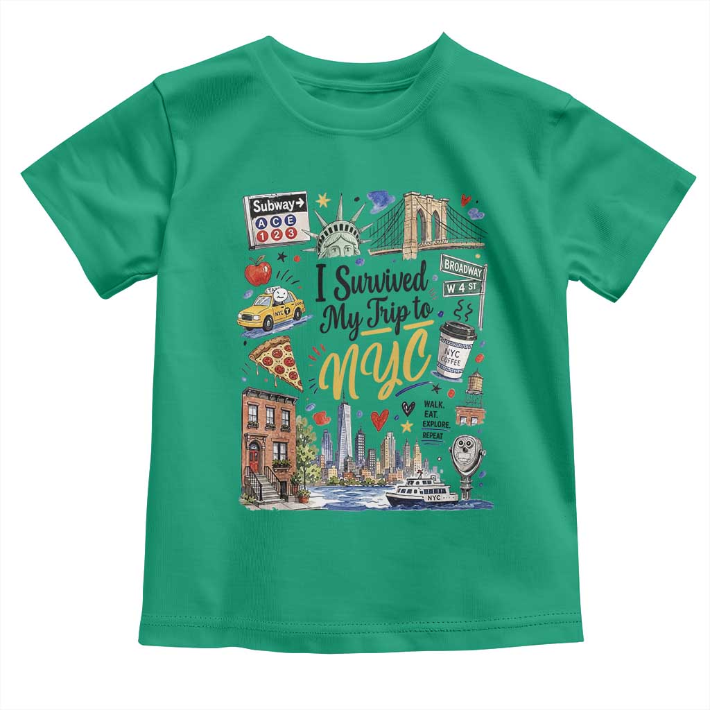 I Survived My Trip To NYC Iconic Symbols Graphic Toddler T Shirt Funny New York City Travel Humor Vacation Souvernir