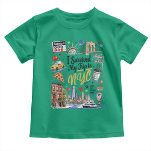 I Survived My Trip To NYC Iconic Symbols Graphic Toddler T Shirt Funny New York City Travel Humor Vacation Souvernir