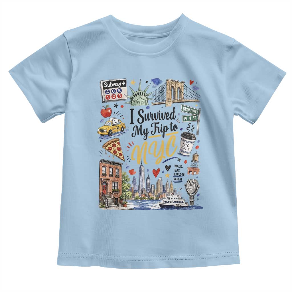 I Survived My Trip To NYC Iconic Symbols Graphic Toddler T Shirt Funny New York City Travel Humor Vacation Souvernir