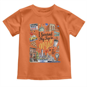 I Survived My Trip To NYC Iconic Symbols Graphic Toddler T Shirt Funny New York City Travel Humor Vacation Souvernir