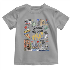 I Survived My Trip To NYC Iconic Symbols Graphic Toddler T Shirt Funny New York City Travel Humor Vacation Souvernir