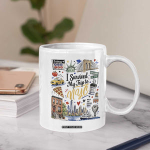 I Survived My Trip To NYC Iconic Symbols Graphic Coffee Mug Funny New York City Travel Humor Vacation Souvernir