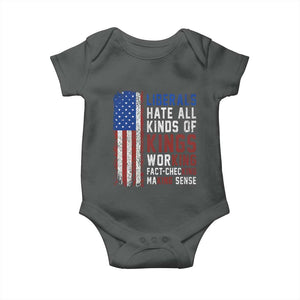 Liberals Hate All Kinds Of Kings American Flag Baby Onesie Working Fact Checking Making Sense Patriotic Sarcasm