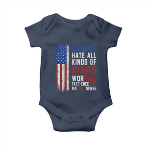 Liberals Hate All Kinds Of Kings American Flag Baby Onesie Working Fact Checking Making Sense Patriotic Sarcasm