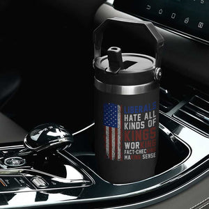 Liberals Hate All Kinds Of Kings American Flag Flip Straw Tumbler Working Fact Checking Making Sense Patriotic Sarcasm
