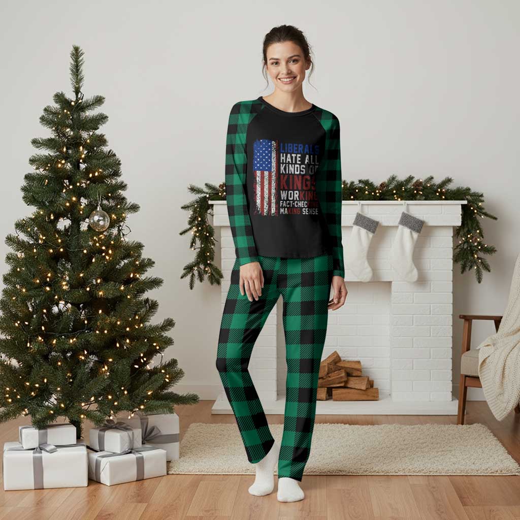 Liberals Hate All Kinds Of Kings American Flag Plaid Pajama Set Working Fact Checking Making Sense Patriotic Sarcasm