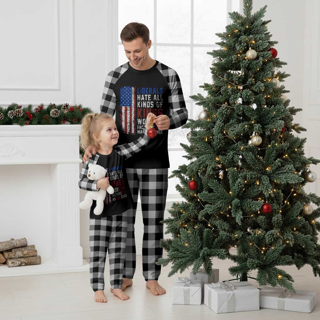 Liberals Hate All Kinds Of Kings American Flag Plaid Pajama Set Working Fact Checking Making Sense Patriotic Sarcasm