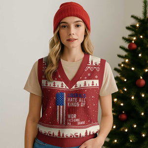 Liberals Hate All Kinds Of Kings American Flag V-Neck Knit Sweater Vest Working Fact Checking Making Sense Patriotic Sarcasm