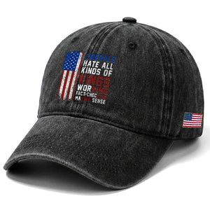 Liberals Hate All Kinds Of Kings American Flag Washed Cotton Baseball Cap Working Fact Checking Making Sense Patriotic Sarcasm