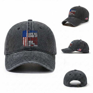 Liberals Hate All Kinds Of Kings American Flag Washed Cotton Baseball Cap Working Fact Checking Making Sense Patriotic Sarcasm