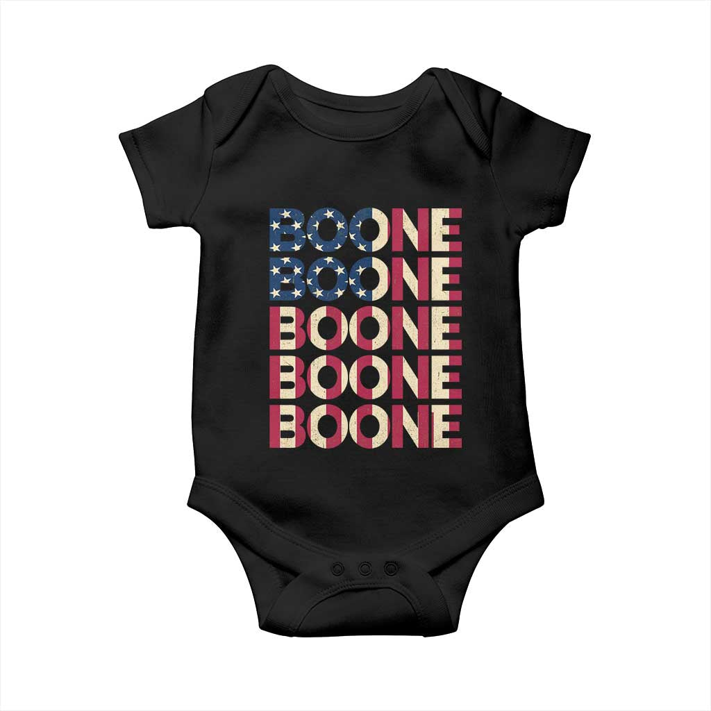 Boone Name Lover American Flag USA Stars Stripes Baby Onesie TS02 Black Print Your Wear