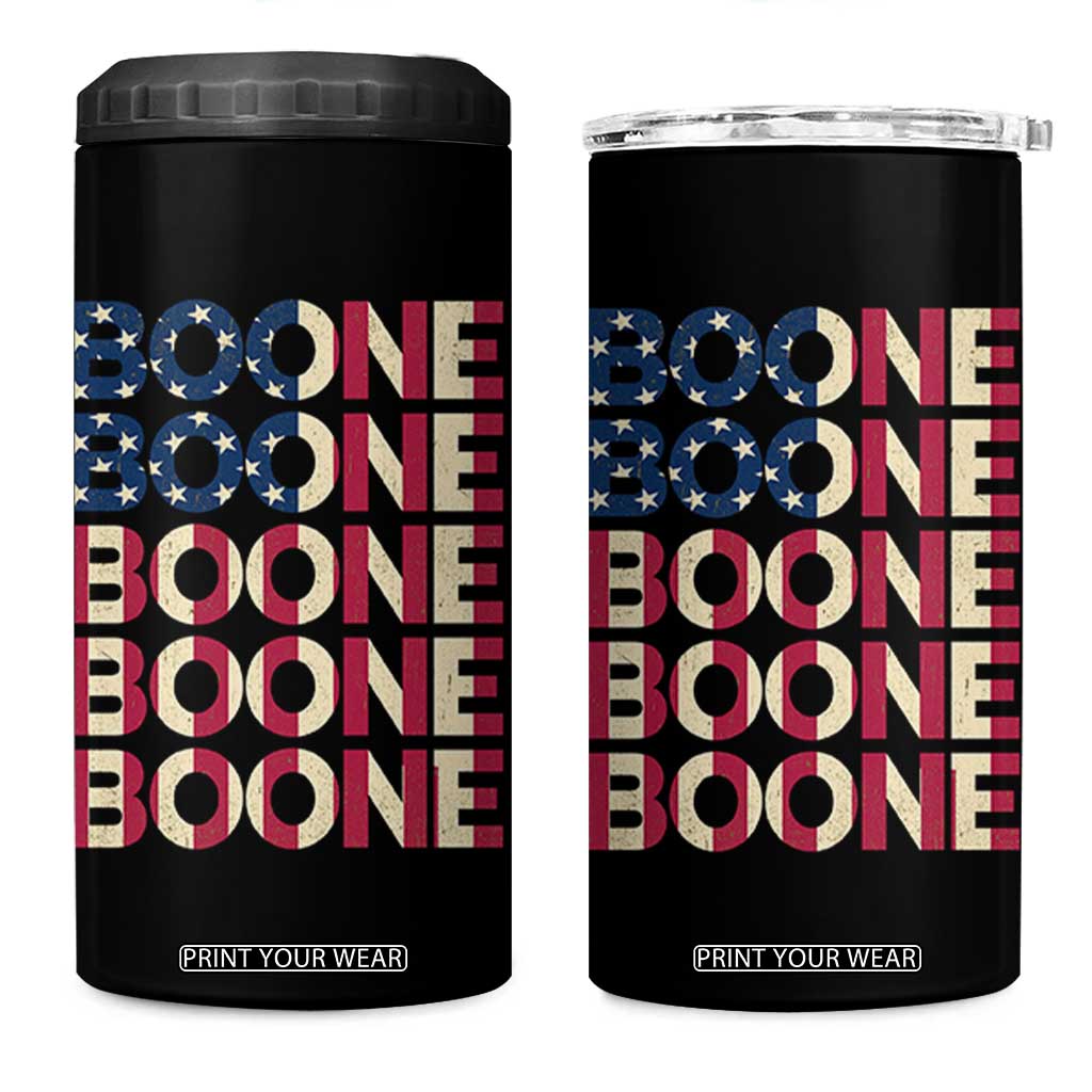 Boone Name Lover American Flag USA Stars Stripes 4 in 1 Can Cooler Tumbler TS02 One Size: 16 oz Black Print Your Wear
