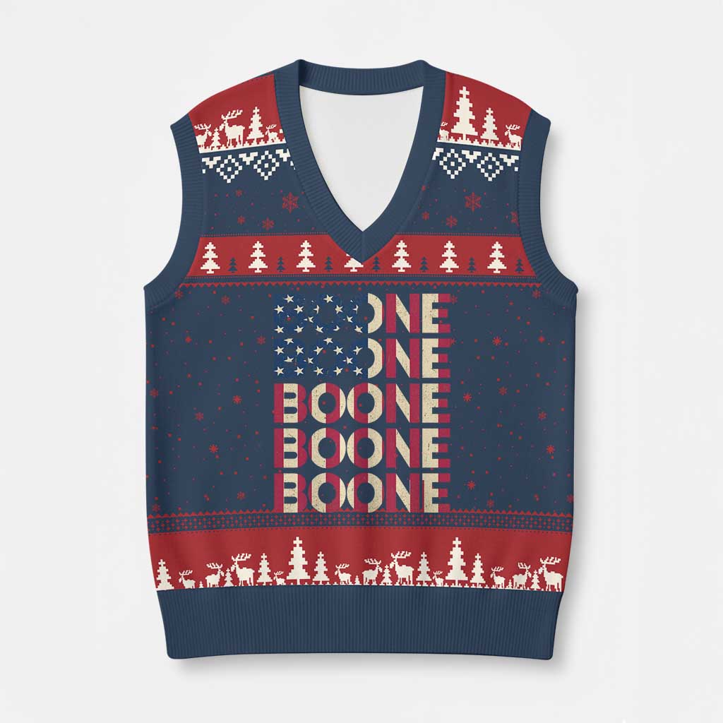 Boone Name Lover American Flag USA Stars Stripes V-Neck Knit Sweater Vest TS02 Navy Red Print Your Wear