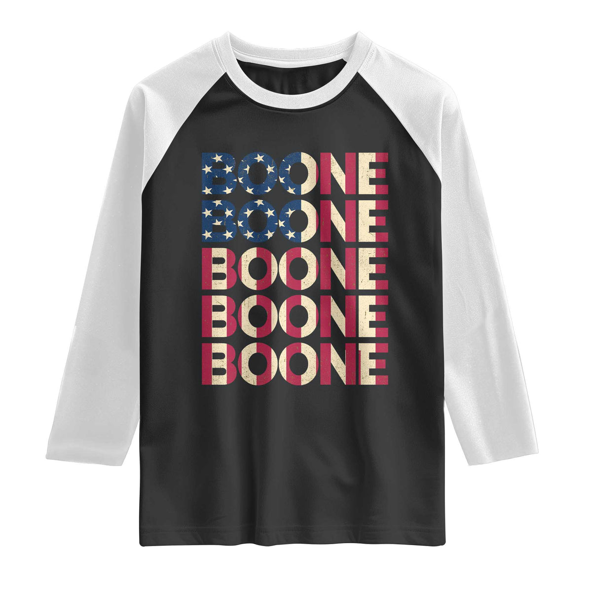 Boone Name Lover American Flag USA Stars Stripes Raglan Shirt