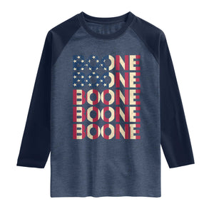 Boone Name Lover American Flag USA Stars Stripes Raglan Shirt