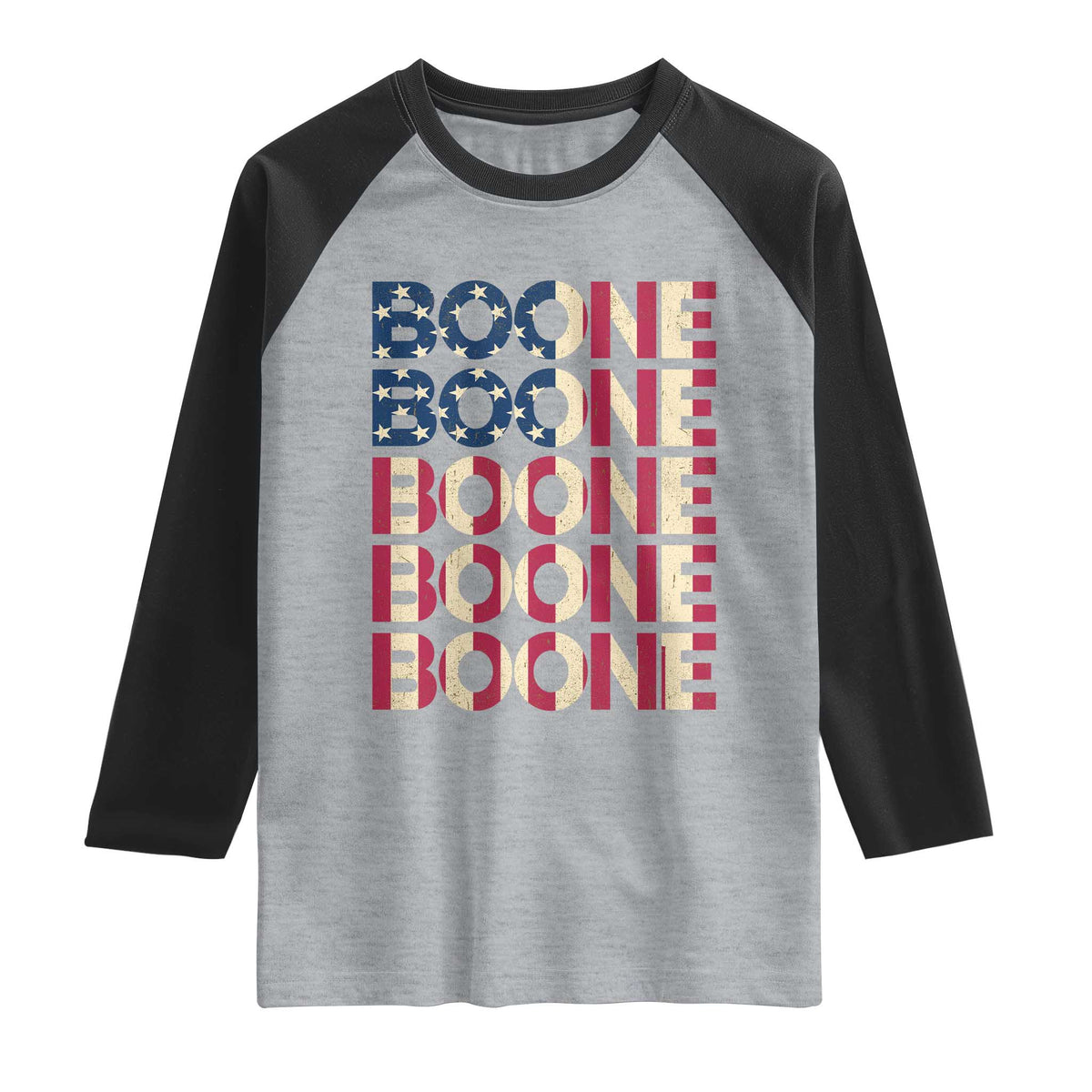 Boone Name Lover American Flag USA Stars Stripes Raglan Shirt