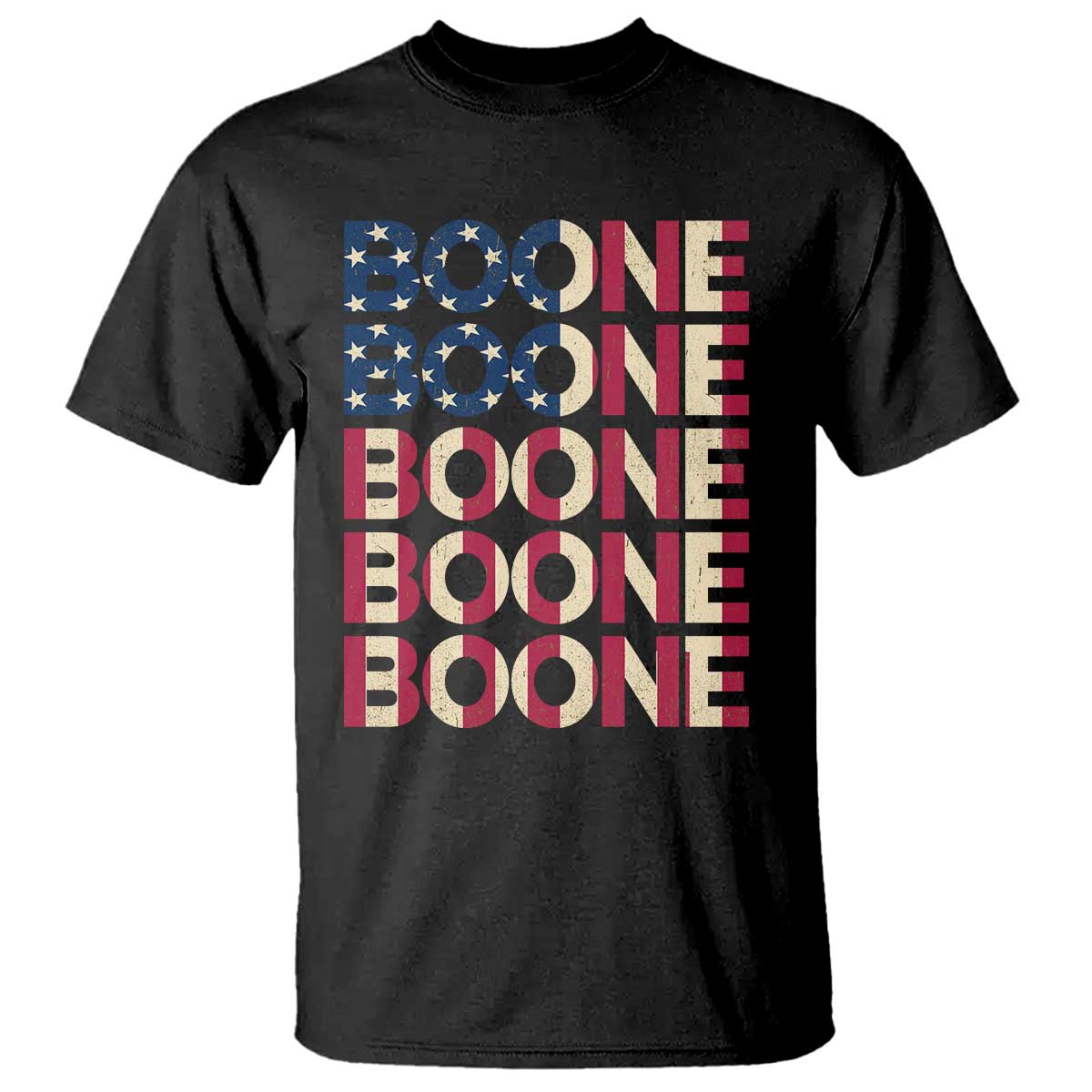 Boone Name Lover American Flag USA Stars Stripes T Shirt TS02 Black Print Your Wear
