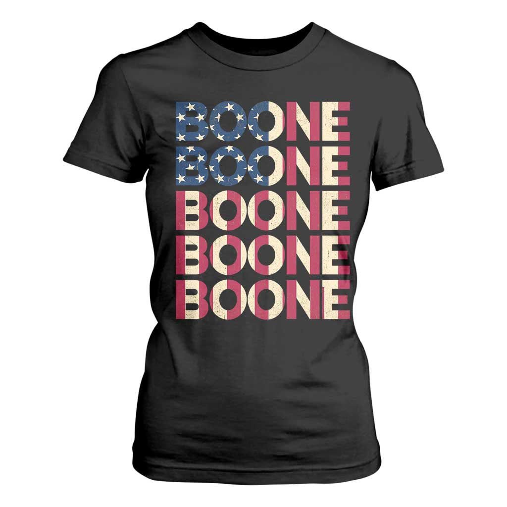 Boone Name Lover American Flag USA Stars Stripes T Shirt For Women TS02 Black Print Your Wear