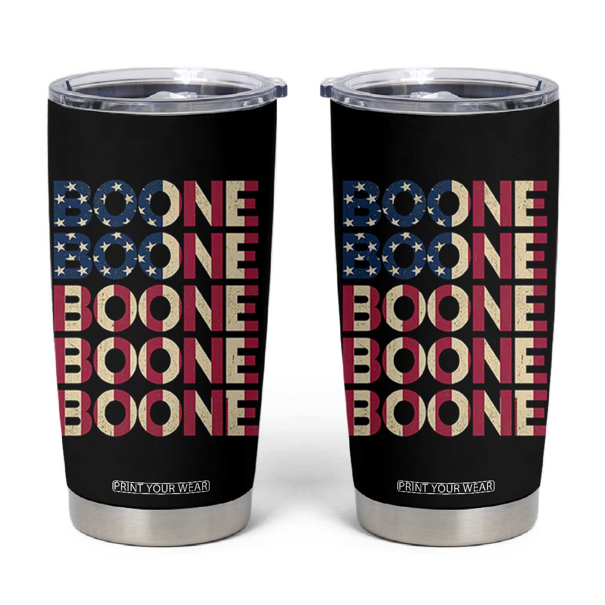 Boone Name Lover American Flag USA Stars Stripes Tumbler Cup TS02 Black Print Your Wear