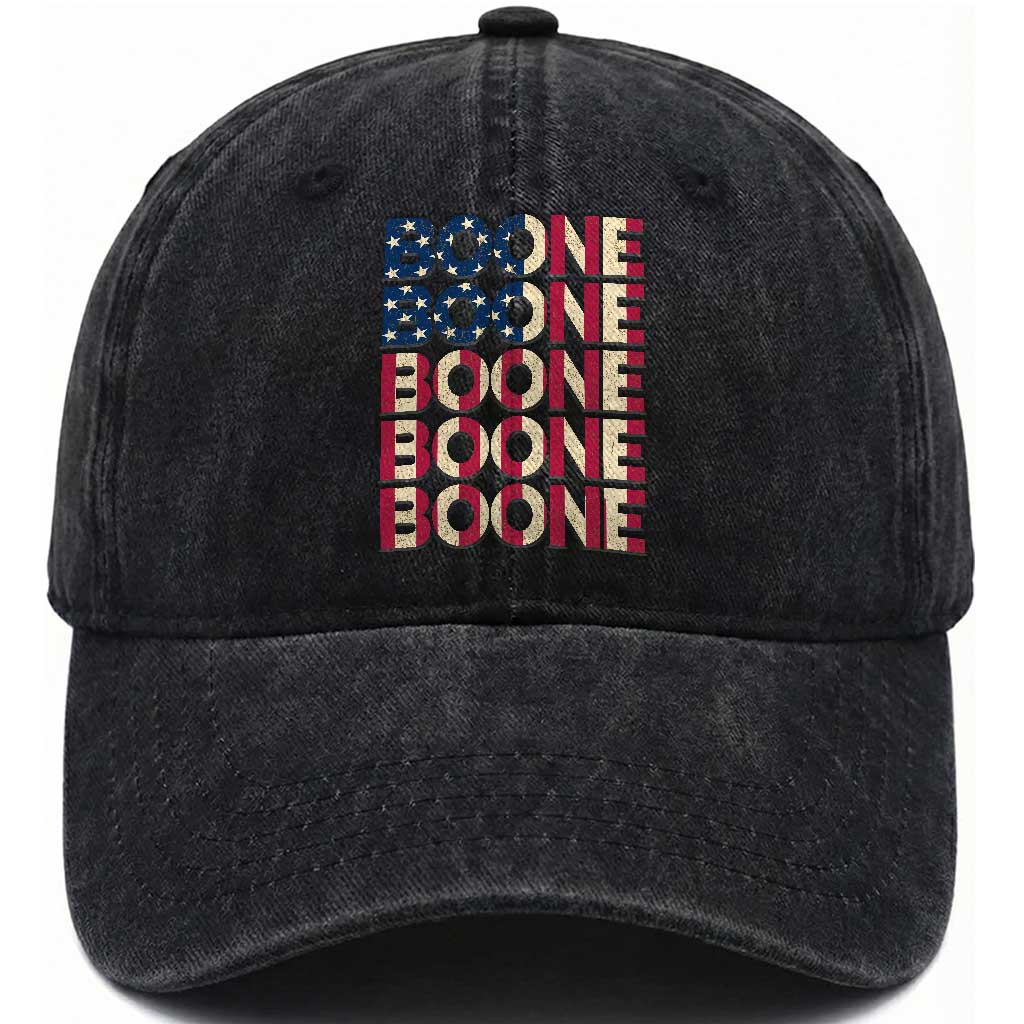 Boone Name Lover American Flag USA Stars Stripes Washed Cotton Baseball Cap TS02 Print Your Wear