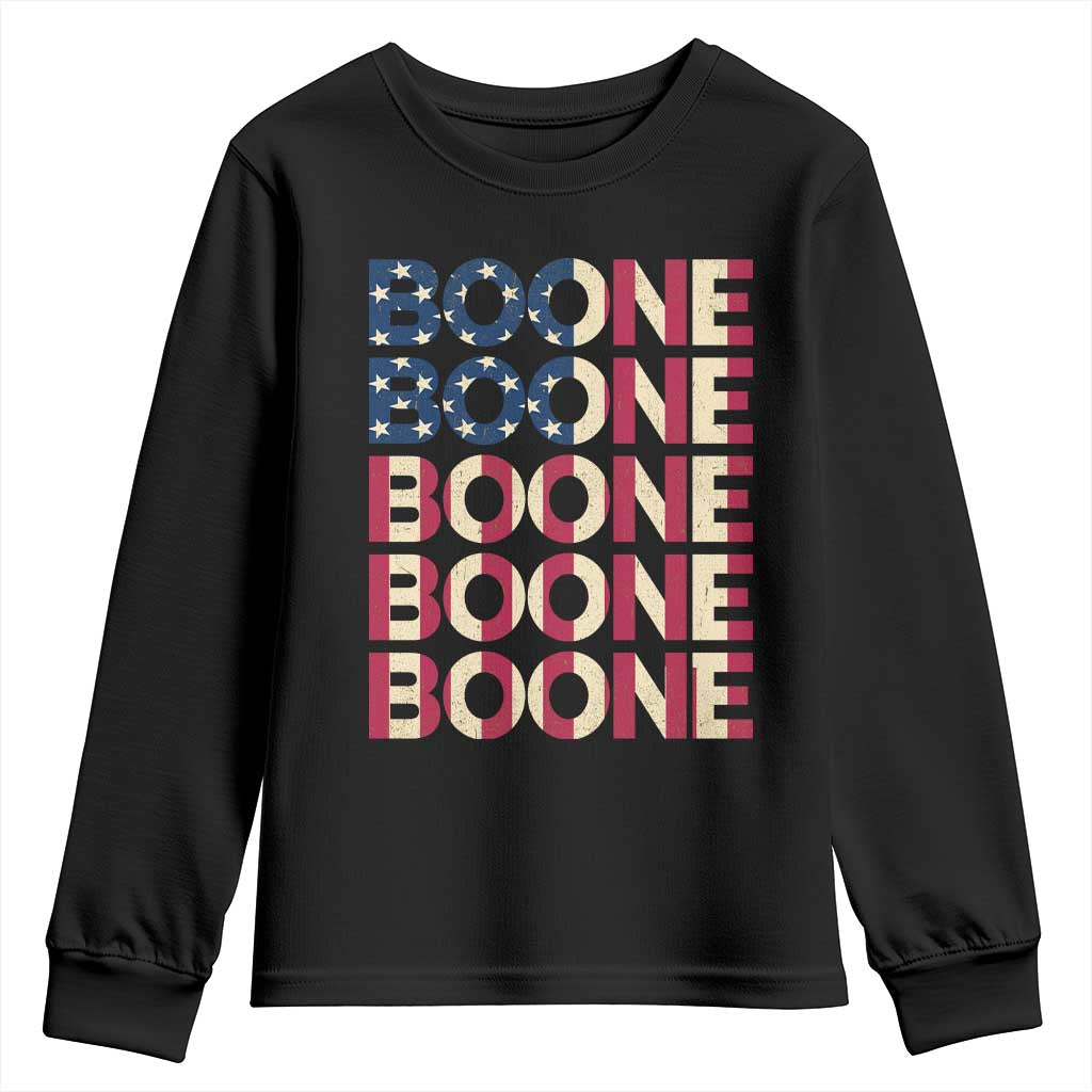 Boone Name Lover American Flag USA Stars Stripes Youth Sweatshirt TS02 Black Print Your Wear