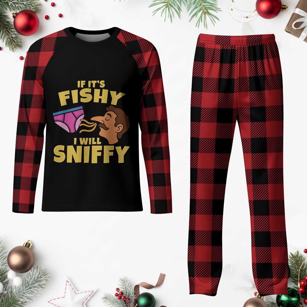 Funny Adult Humor Underwear Sniff Graphic Plaid Pajama Set If It is Fishy I Will Sniffy Innuendo Absurdist Meme TS02 Buffalo Plaid Print Your Wear
