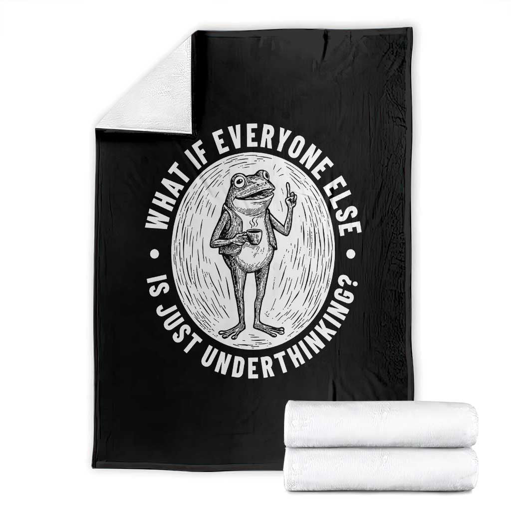 Funny Vintage Relaxed Frog Drinking Coffee Meme Throw Blanket Wish I Lacked Critical Thinking Skills You All Seem So Happy TS02 Black Print Your Wear
