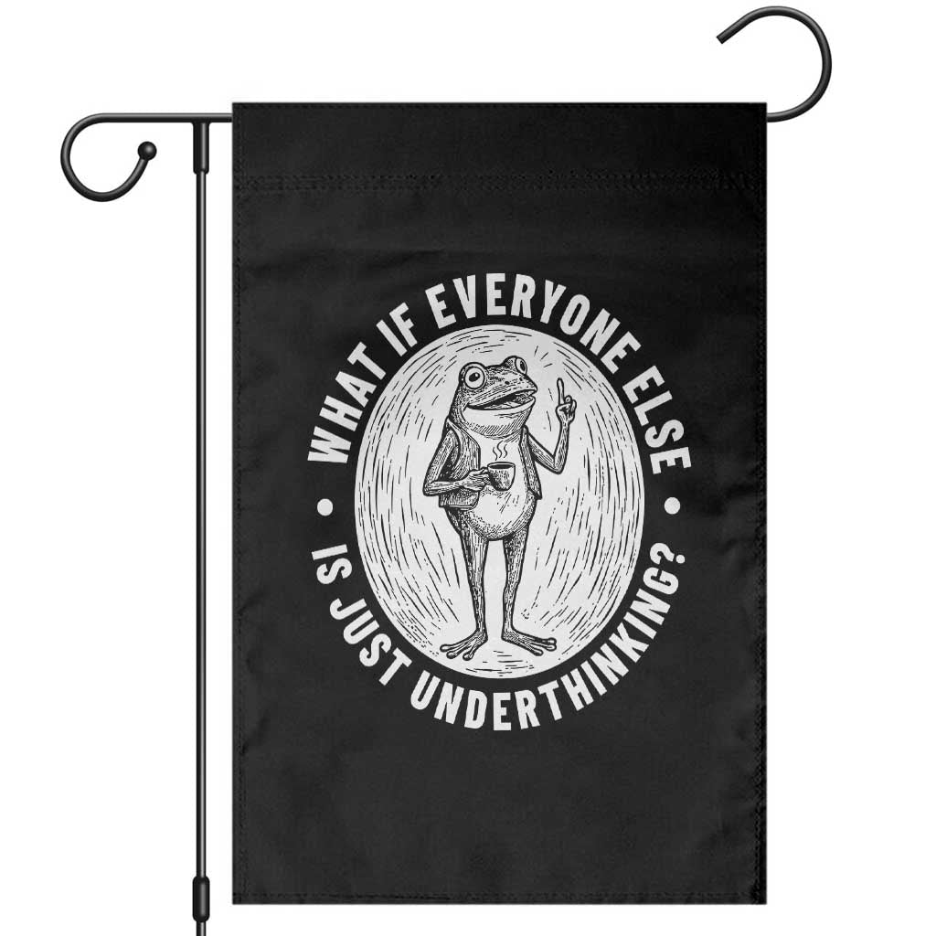 Funny Vintage Relaxed Frog Drinking Coffee Meme Garden Flag Wish I Lacked Critical Thinking Skills You All Seem So Happy TS02 Black Print Your Wear