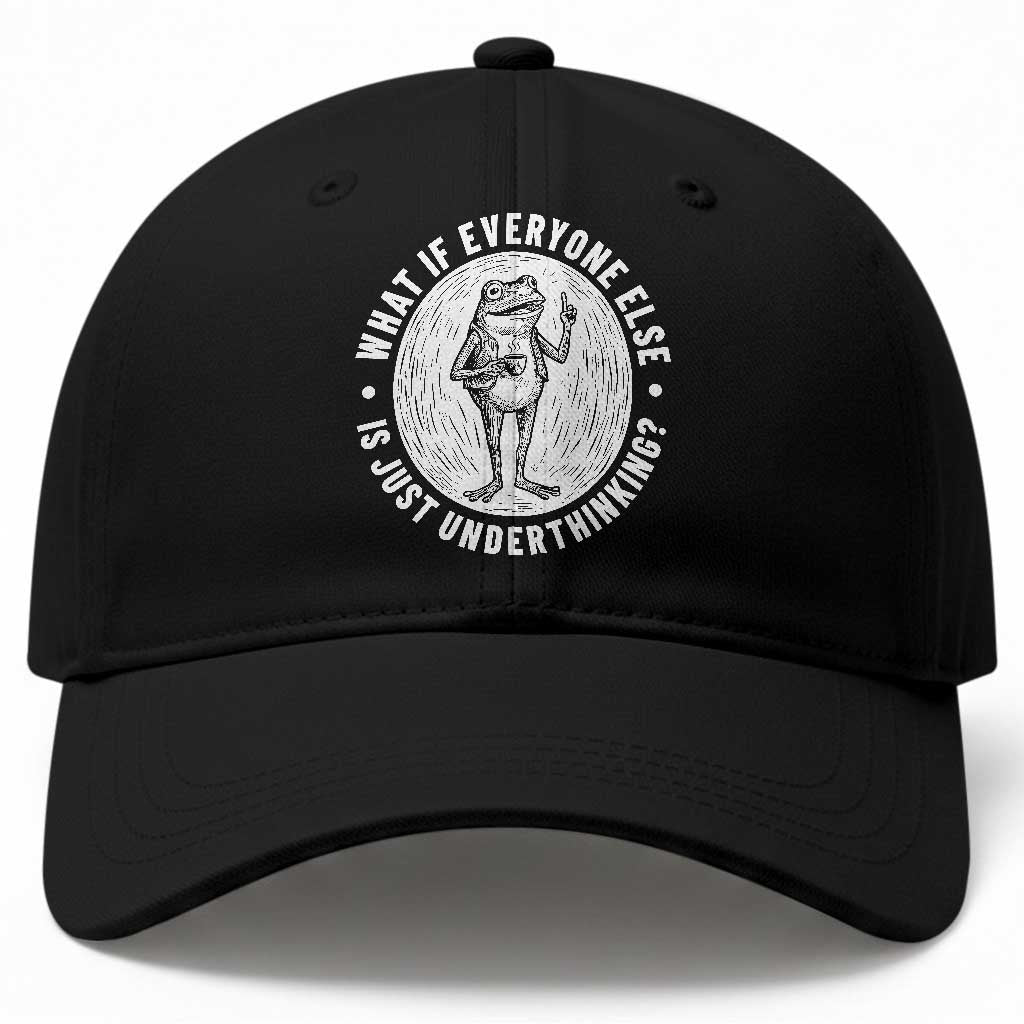 Funny Vintage Relaxed Frog Drinking Coffee Meme Baseball Cap Wish I Lacked Critical Thinking Skills You All Seem So Happy TS02 Print Your Wear