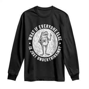 Funny Vintage Relaxed Frog Drinking Coffee Meme Long Sleeve Shirt Wish I Lacked Critical Thinking Skills You All Seem So Happy