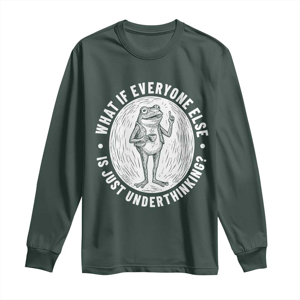 Funny Vintage Relaxed Frog Drinking Coffee Meme Long Sleeve Shirt Wish I Lacked Critical Thinking Skills You All Seem So Happy