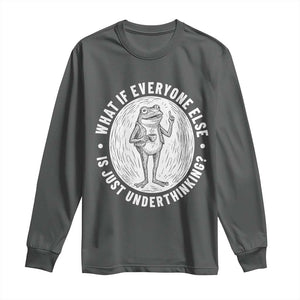 Funny Vintage Relaxed Frog Drinking Coffee Meme Long Sleeve Shirt Wish I Lacked Critical Thinking Skills You All Seem So Happy
