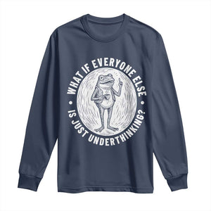 Funny Vintage Relaxed Frog Drinking Coffee Meme Long Sleeve Shirt Wish I Lacked Critical Thinking Skills You All Seem So Happy