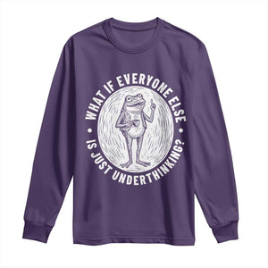 Funny Vintage Relaxed Frog Drinking Coffee Meme Long Sleeve Shirt Wish I Lacked Critical Thinking Skills You All Seem So Happy