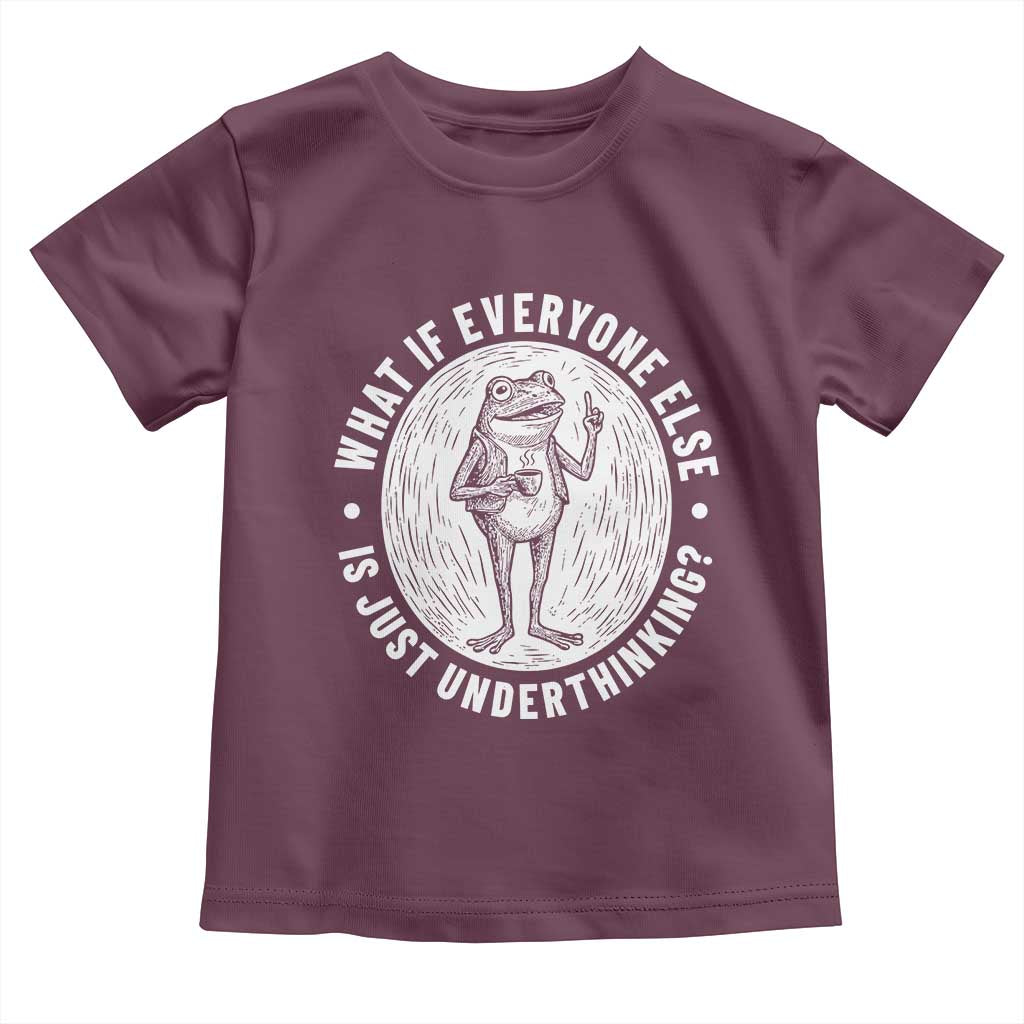 Funny Vintage Relaxed Frog Drinking Coffee Meme Toddler T Shirt Wish I Lacked Critical Thinking Skills You All Seem So Happy