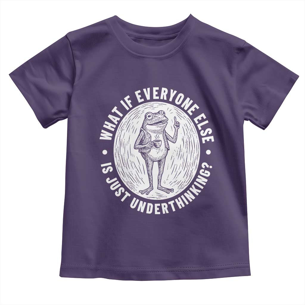 Funny Vintage Relaxed Frog Drinking Coffee Meme Toddler T Shirt Wish I Lacked Critical Thinking Skills You All Seem So Happy