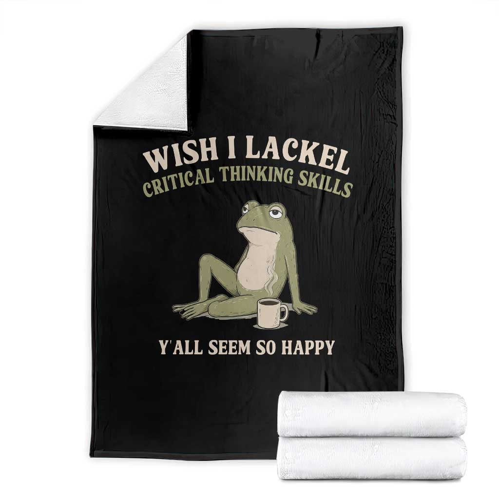 Funny Overthinking Frog Drinking Coffee Meme Throw Blanket What If Everyone Else Is Just Underthinking TS02 Black Print Your Wear
