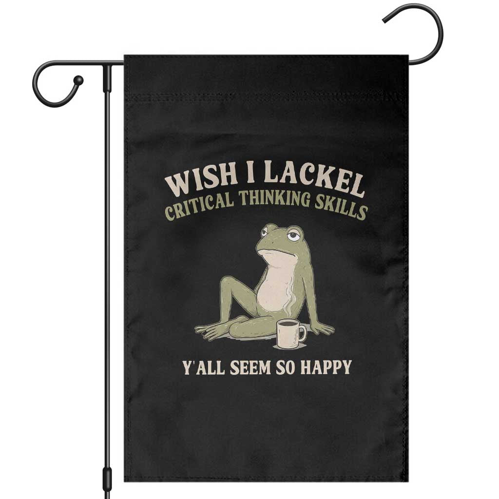 Funny Overthinking Frog Drinking Coffee Meme Garden Flag What If Everyone Else Is Just Underthinking TS02 Black Print Your Wear
