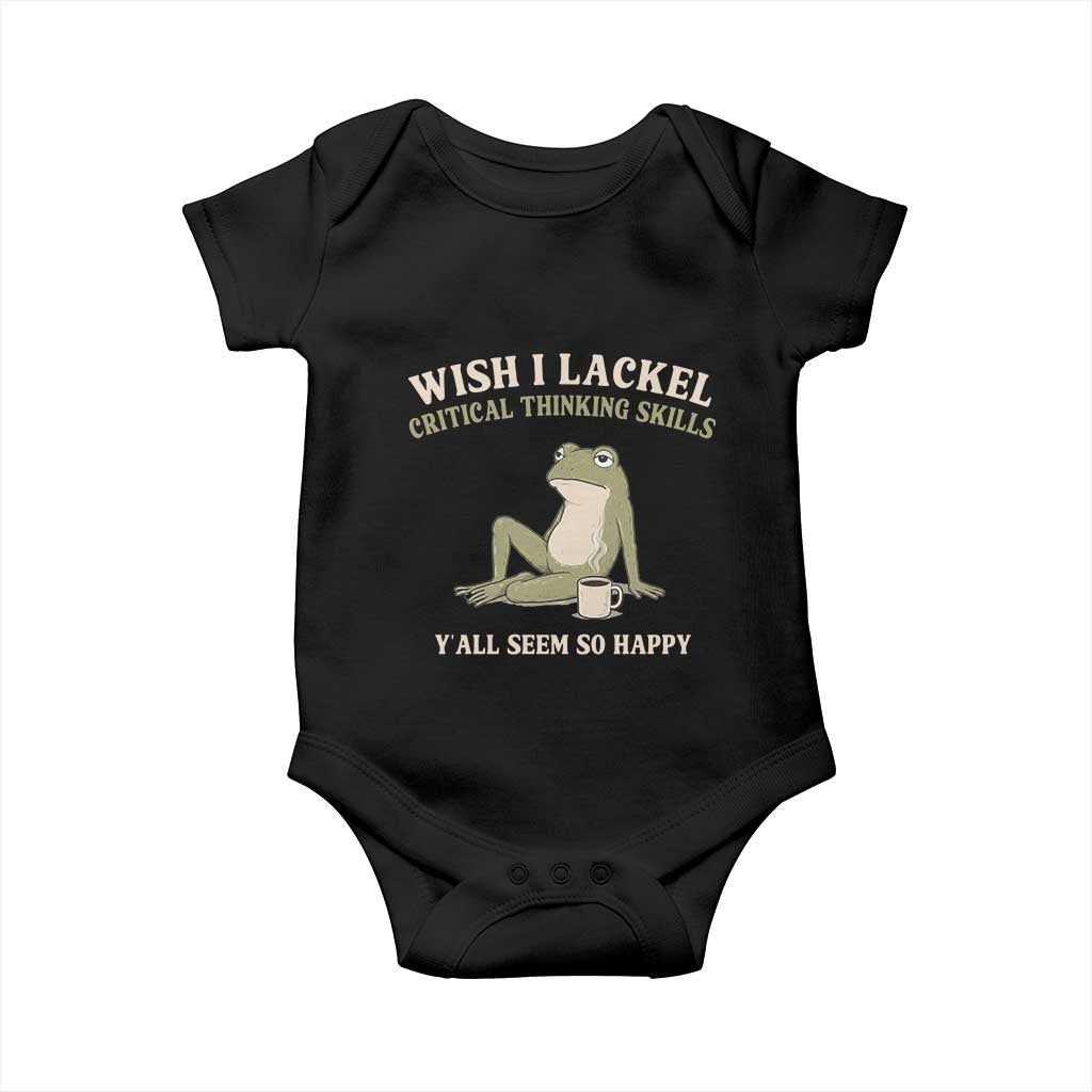 Funny Overthinking Frog Drinking Coffee Meme Baby Onesie What If Everyone Else Is Just Underthinking TS02 Black Print Your Wear
