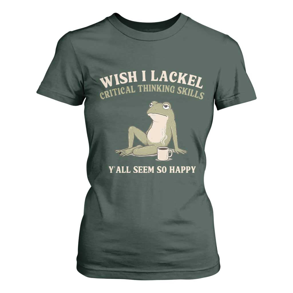 Funny Overthinking Frog Drinking Coffee Meme T Shirt For Women What If Everyone Else Is Just Underthinking
