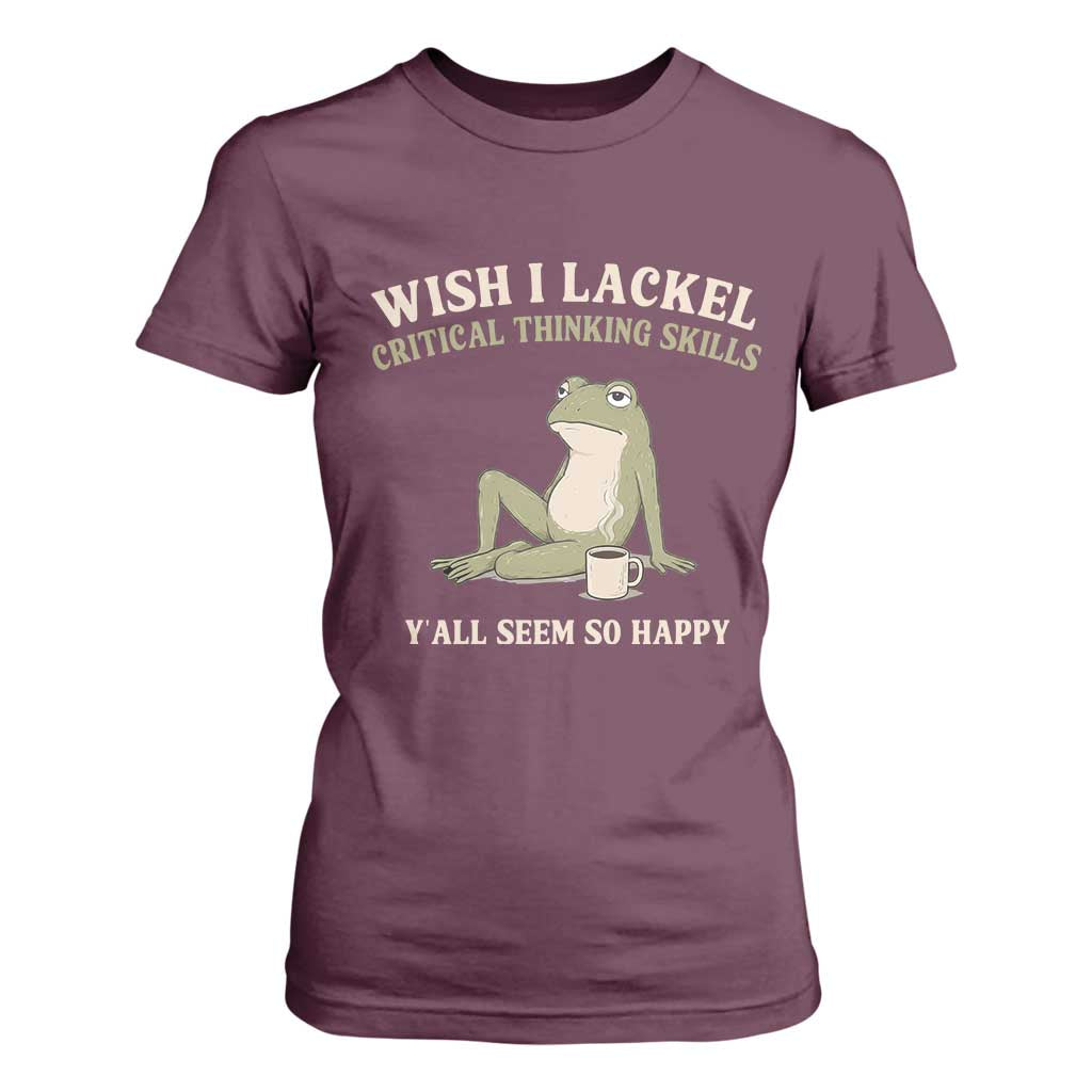 Funny Overthinking Frog Drinking Coffee Meme T Shirt For Women What If Everyone Else Is Just Underthinking