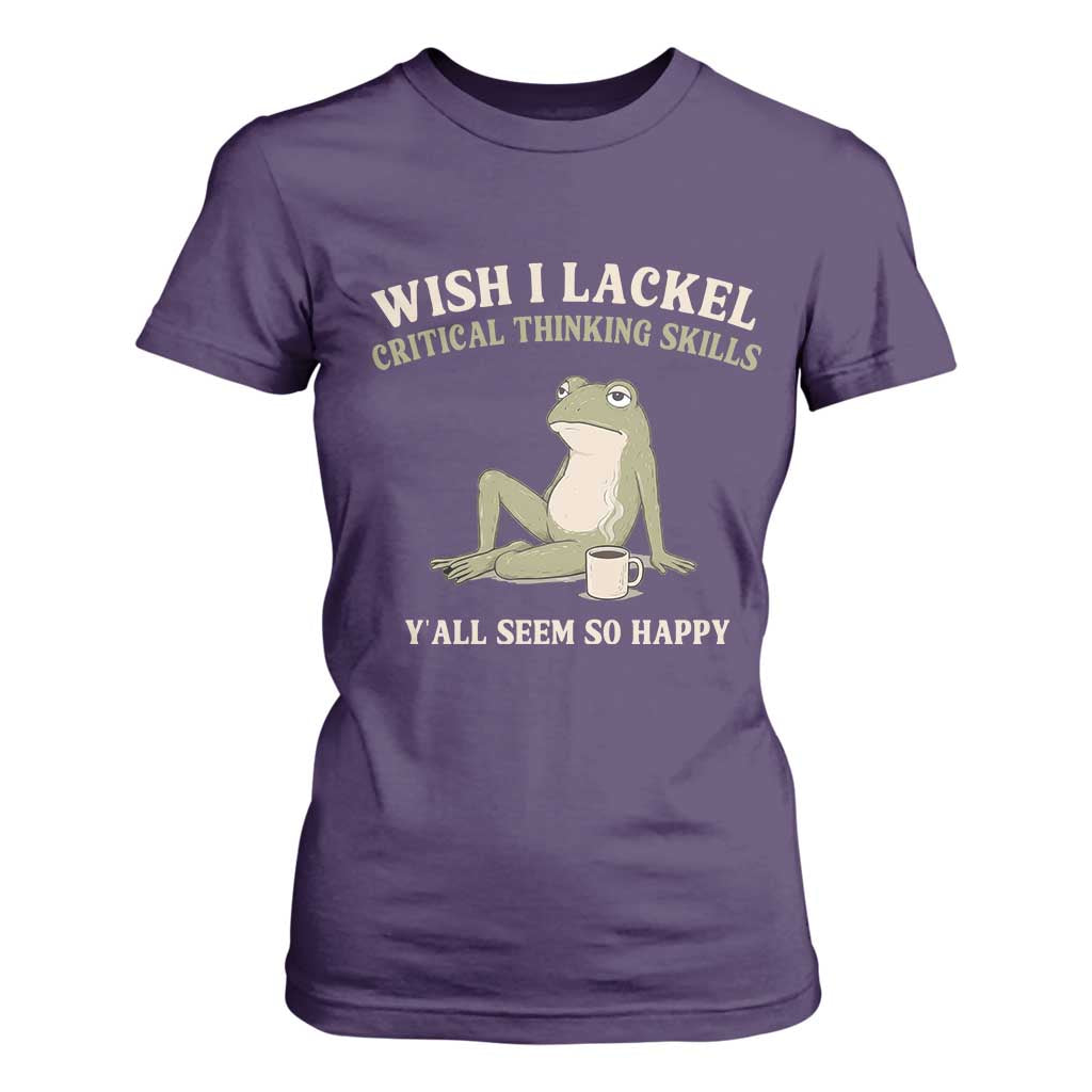 Funny Overthinking Frog Drinking Coffee Meme T Shirt For Women What If Everyone Else Is Just Underthinking
