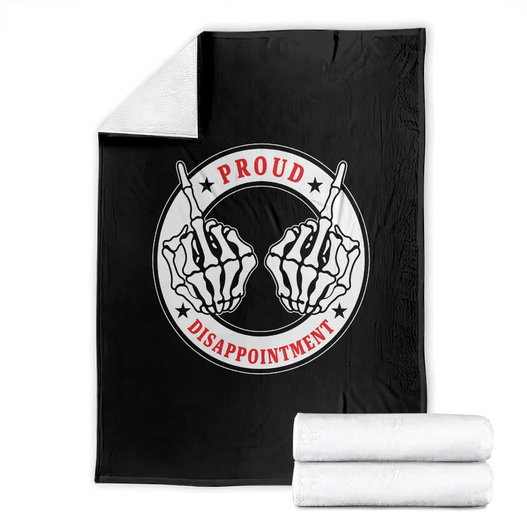 Proud Disappointment Skeleton Middle Finger Throw Blanket Edgy Sarcastic Rebel Attitude Family Black Sheep Humor TS02 Black Print Your Wear