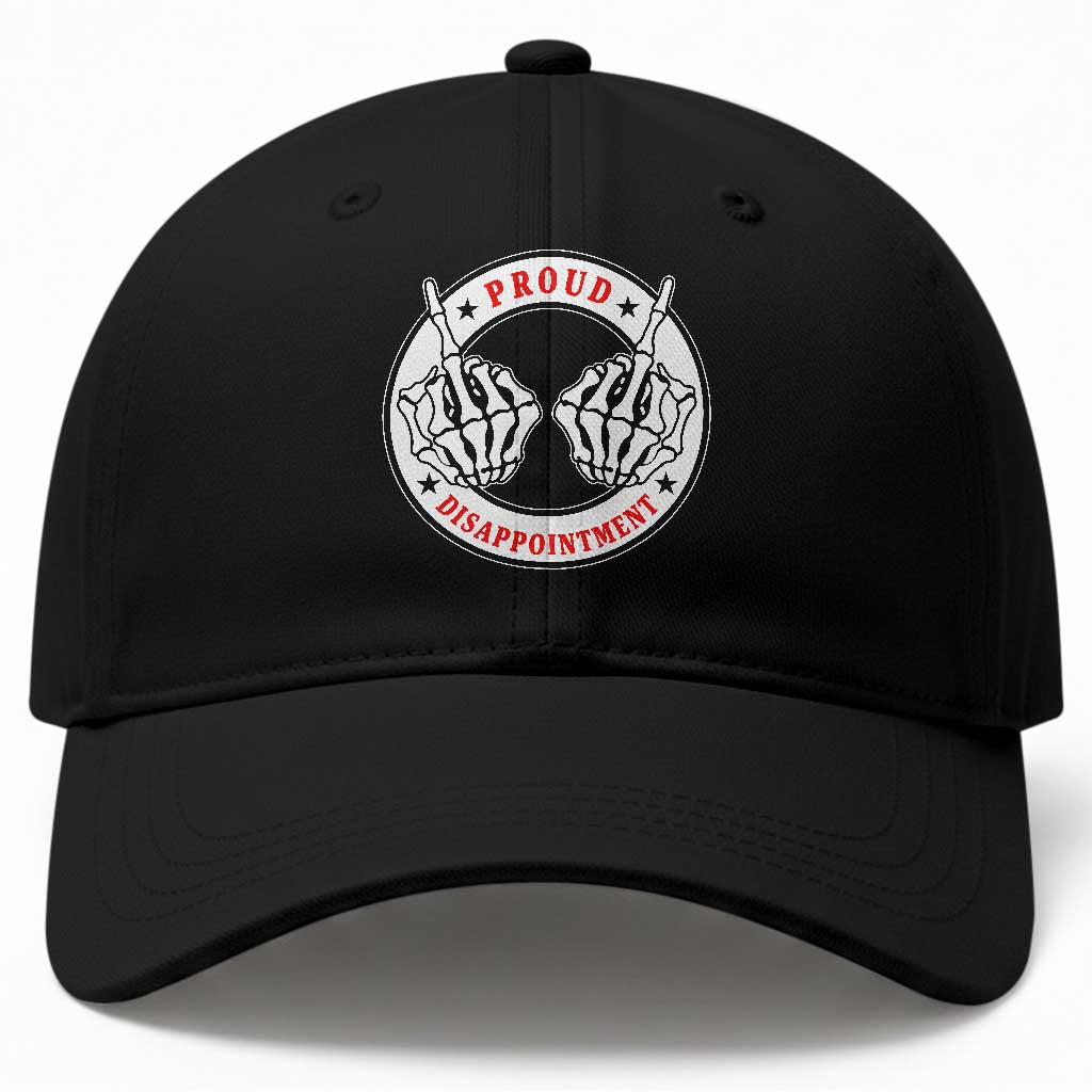 Proud Disappointment Skeleton Middle Finger Baseball Cap Edgy Sarcastic Rebel Attitude Family Black Sheep Humor